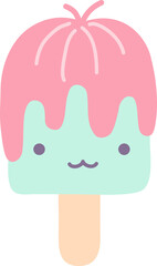 kawaii icecream cone flat color clipart
