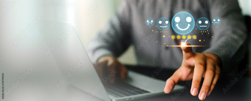 Aufkleber Customer service satisfaction survey feedback for business review rating and best service or finance digital marketing poll or user comment concepts.