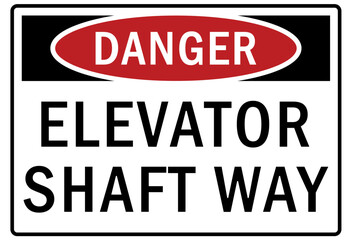 Fototapeta premium Elevator safety sign and labels elevator shaft way