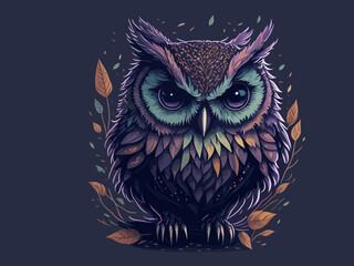 illustration of owl on a branch