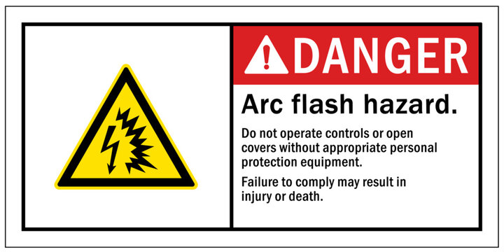 Arc flash and shock hazard hazard sign and labels do not operate control or open covers without appropriate personal protective equipment