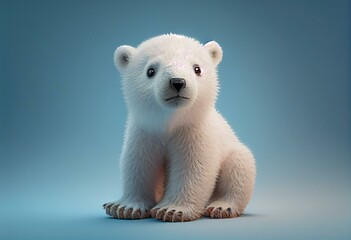 Obraz na płótnie Canvas Cute baby polar bear isolated on blue background Generative AI