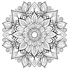 Mandala coloring page created with Generative AI technology.