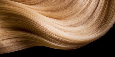 Curly blond hair close-up isolated on back - obrazy, fototapety, plakaty