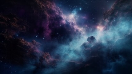 Naklejka premium Space background with nebula and stars. Generative AI