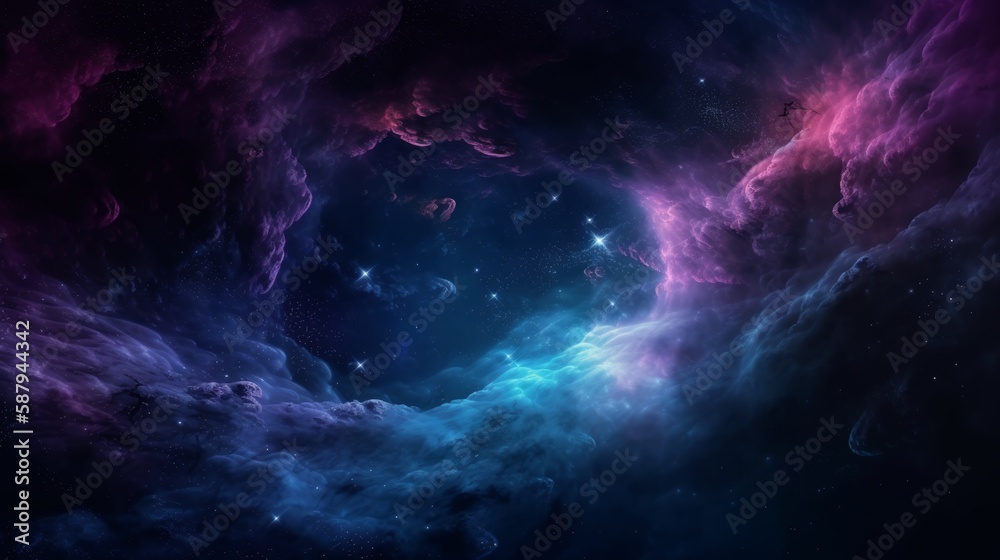 Wall mural space background with nebula and stars. generative ai