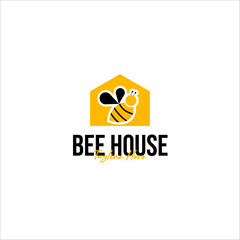Vector bee house logo design concept illustration idea