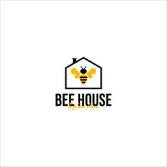 Vector bee house logo design concept illustration idea