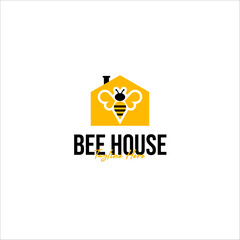 Vector bee house logo design concept illustration idea