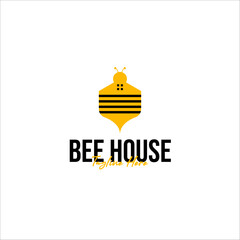 Vector bee house logo design concept illustration idea