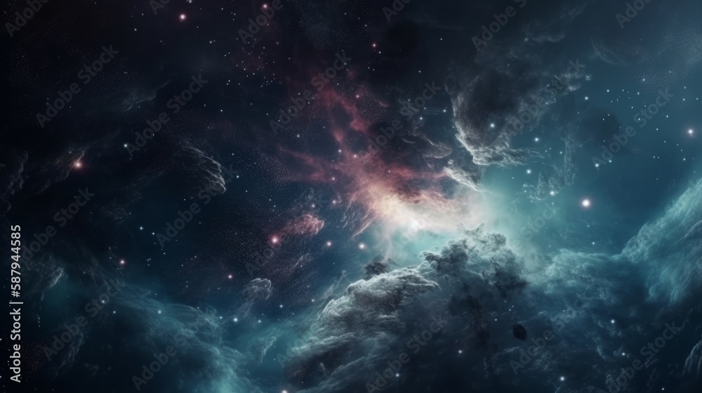 Wall mural space background with nebula and stars. generative ai