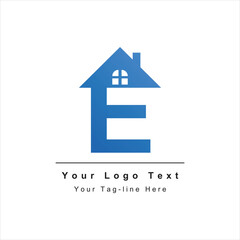 E letter design icon with real estate logo