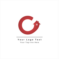 Fototapeta premium letter c with real estate logo design icon