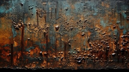 Old grunge copper bronze rusty texture dark black. Generative AI