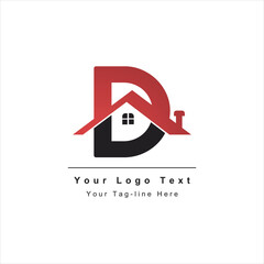 D initial logo with real estate design symbol icon