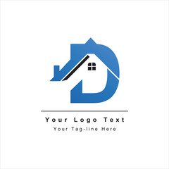 awesome letter D with real estate icon design