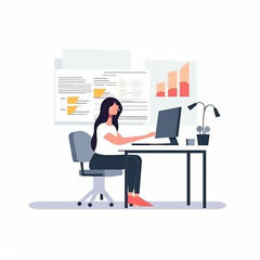 data entry in the office flat vector illustration｜Generative AI