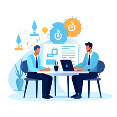 Fototapeta premium business consulting services flat vector illustration｜Generative AI