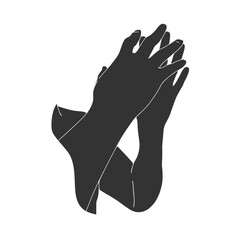 Praying hands with faith in religion and belief in God on dark background. Power of hope or love and devotion. Namaste or Namaskar hands gesture. Prayer position.