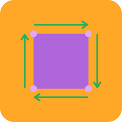 Square Multicolor Round Corner Flat Icon