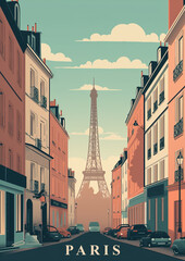 Travel poster of Paris. Generative AI