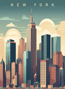 Travel poster of New York City. Generative AI
