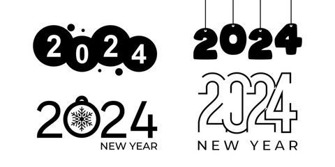 2024 new year logo text design set. 2024 number design template. Calendar simple icon. Modern abstract banner. Vector graphic illustartion