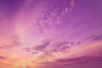 Amazing Color Effect Of Clouds. Natural Bright Dramatic Sky Background. Soft Colors. Sunrise Sunset Sky Natural Background. Fantasy Clouds. Gently Yellow, Orange, Pink, Colors.