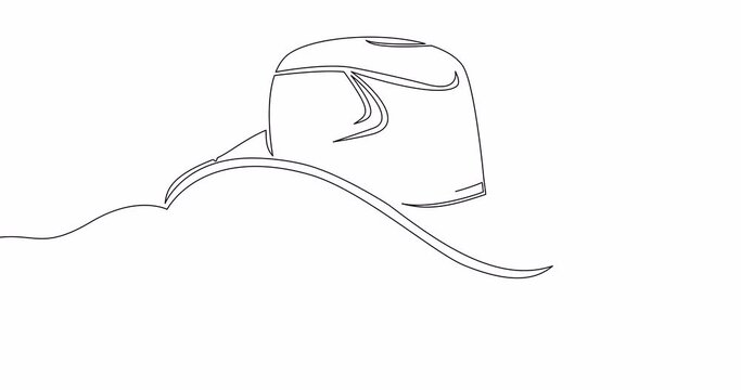 Self drawing line animation Cowboy Hat continuous one single line drawn concept video