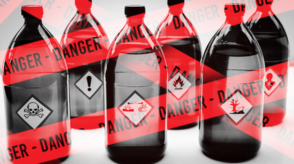 Warning symbol for chemical hazard on chemical container