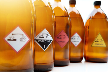 The corrosive chemical symbol on the bottle