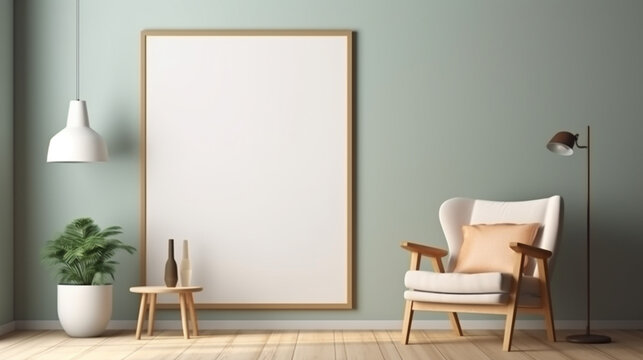 abstract Modern design interior. blank frame mock up. Generated AI