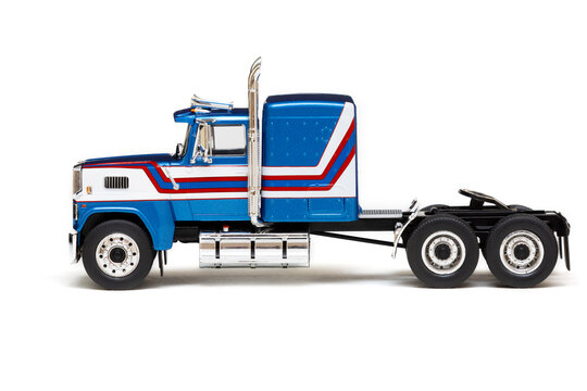 blue american truck isolated on white background