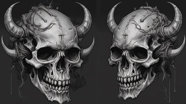 big punk skull design concept Generated AI