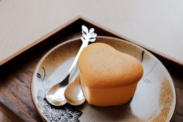 Japanese cheese cake in heart shape