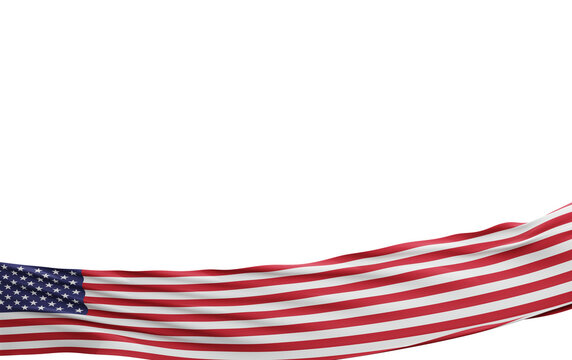 Realistic american flag with high quality render and transparent background