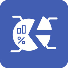 Pie Chart Multicolor Round Corner Glyph Inverted Icon