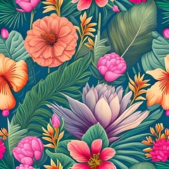 Naklejka premium seamless pattern with flowers
