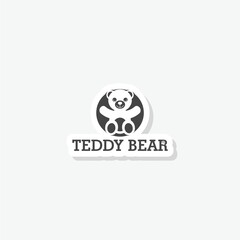 Teddy bear sticker icon isolated on white background