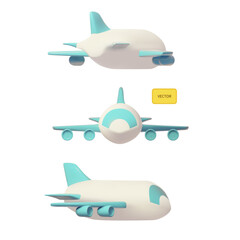 Cute plane in three wives. Travel and vacation design element.