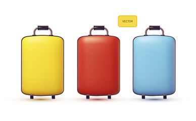 Colorful suitcases set. Sunner vacation design element.