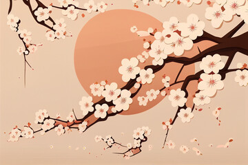 beautiful blooming cherry blossom sakura, minimalistic wallpaper made with Generative AI