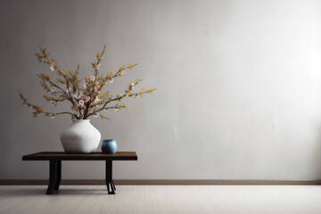 Fototapeta na wymiar space design home contemporary wall plaster vase table illustration copy interior decor. Generative AI.