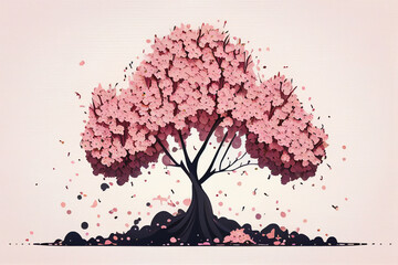beautiful blooming cherry blossom sakura, minimalistic wallpaper made with Generative AI