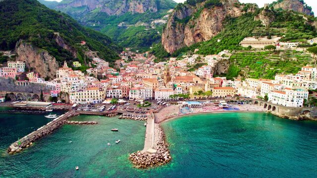 Amalfi Steady Calm Dock Historical Still Life Summer Day Italy Europe