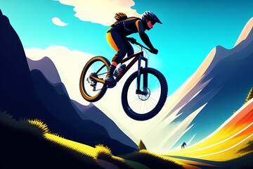 Fototapeta na wymiar mountain biker silhouette
