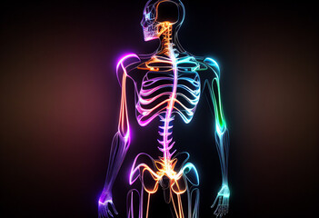 Human body anatomy with highlighted lungs on dark background. 3D Rendering generative ai