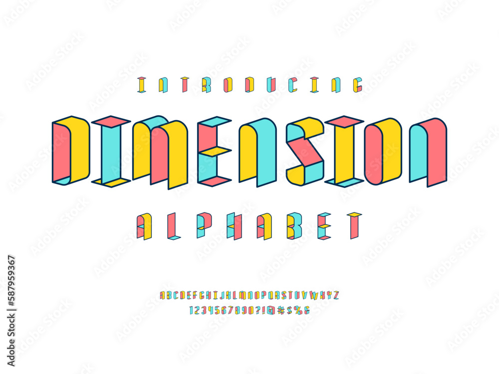 Fototapete vector of abstract alphabet design with uppercase, numbers and symbols