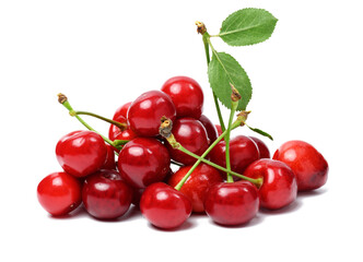 Obraz na płótnie Canvas Ripe red cherry on a white isolated background. summer berry