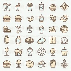 Fototapeta premium Icon set for food and drink